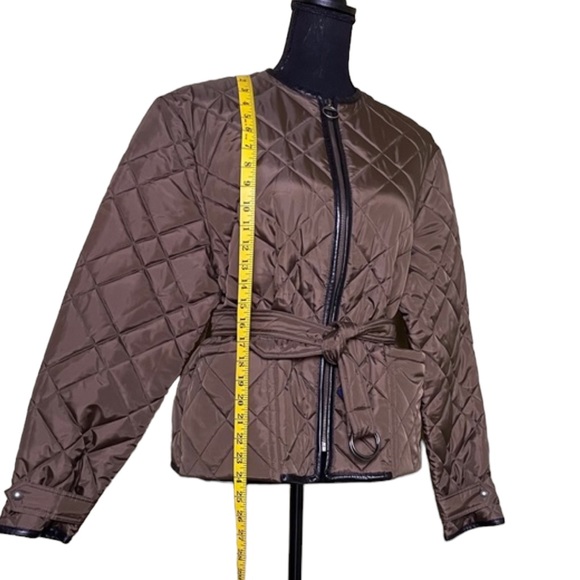 NWT Polo Ralph Lauren Belted Quilted Jacket Leather Trim - Picture 8 of 16